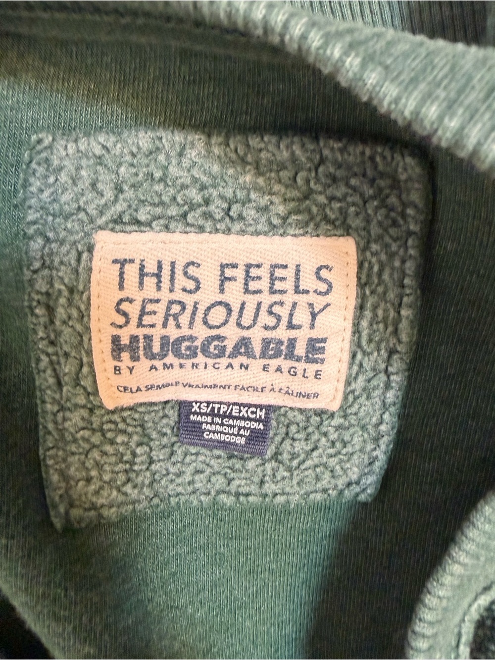American Eagle This Feels Seriously Huggable Oversized Green Crewneck Sweatshirt - Picture 4 of 5